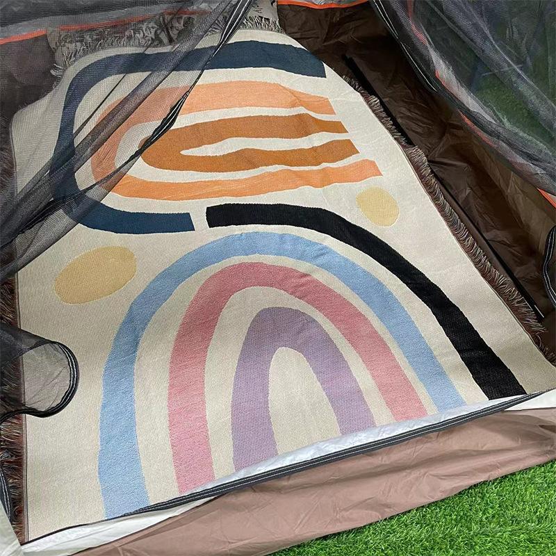 Picnic Blanket Outdoor Camping Blanket Sofa Blanket Multi Functional Line Blanket Wave Line Blanket