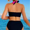 2025 Women's European/American Colorblock Halter High-Waist Bikini Set