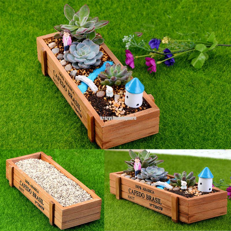 Buy Vintage Wooden Flower Plant Succulent Pot Desktop Storage Case Garden Home Decor at