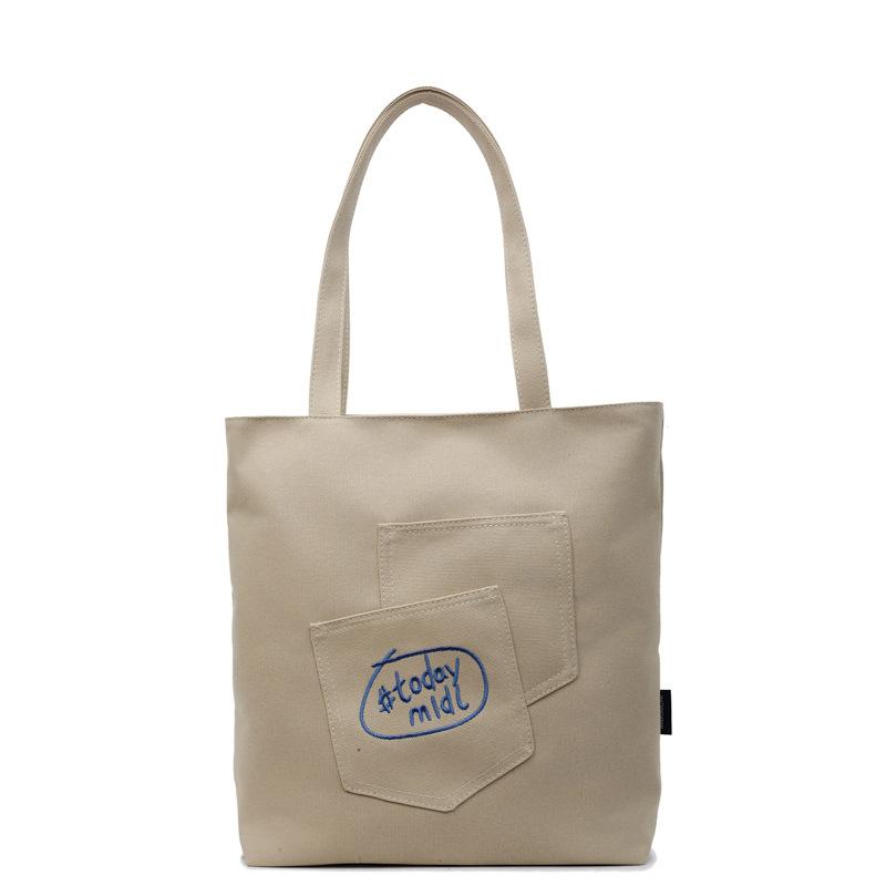 

Холщовая сумка с вышивкой, большая вместимость, женская сумка-тоут, студенческая сумка через плечо для поездок на работу хаки