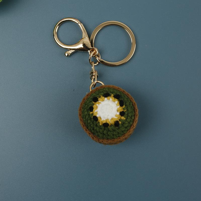 Cute Fruit Series Crochet Keychain Handmaking Knitted Fruit Keyrings For Bag Pendant Keychain Custom Accessories