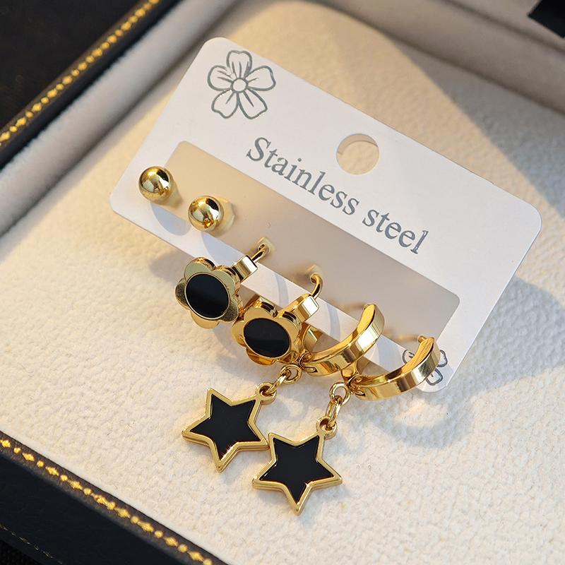 Stainless Steel Butterfly Heart Star Round Earrings For Women Fashion Simple Daily Jewelry Gifts Wholesale