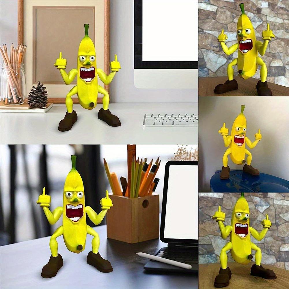 1PC Banana Gnomes Sculptures Lawn Ornaments Decorations Middle Finger Banana Man Funny Gifts No Toxic Waterproof for Outdoor Garden