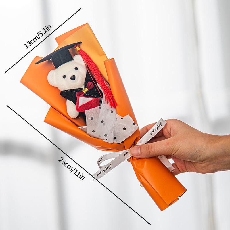 Graduation Season Doctoral Hat Finished Hand Woven Flowers Graduation Bouquet Friend Graduation Gift Mini Graduation Flower Doll