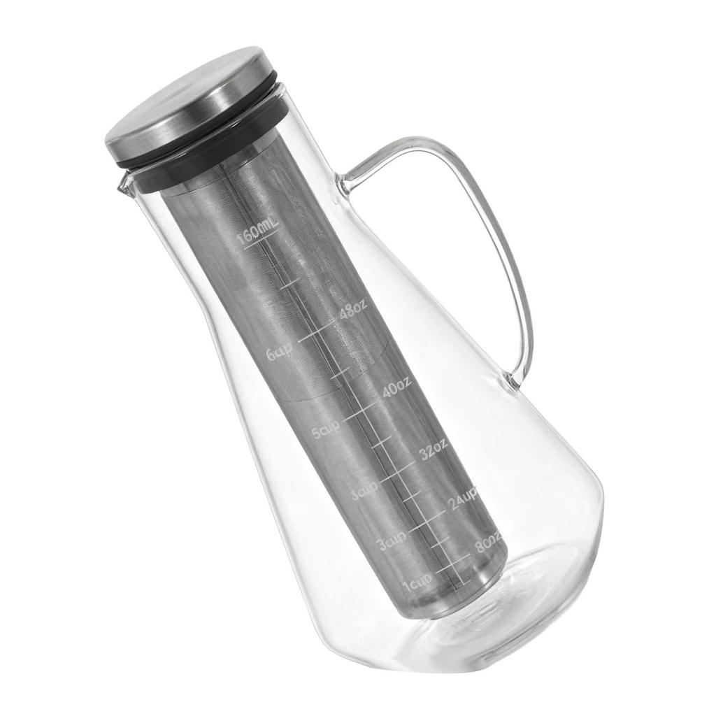 Cold Brew Coffee Maker with Stainless Steel Filter Borosilicate Glass Sealed Cold Brew Coffee Pitcher Jar for Ice