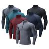 Men's Spring Autumn High Elastic Turtleneck Sports Fitness Shirt Long Sleeve Half Zipper Basketball Running Workout Top