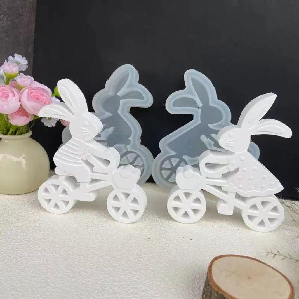 Cycling Rabbit Candle Molds Rabbit Silicone Mould Handmade Resin Molds Baking Molds DIY Casting Molds Home Decorations