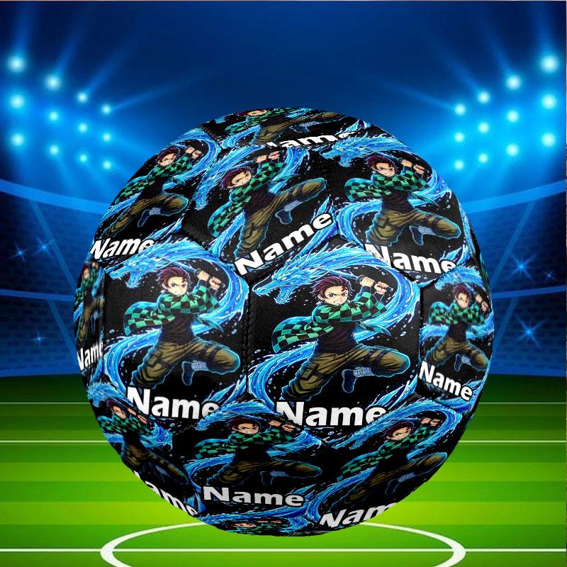 Custom Name Personalized Demon Slayer Print Size 5 Soccer Ball Training & Match Football, for Team, Kicking, Gift for Football Enthusiasts
