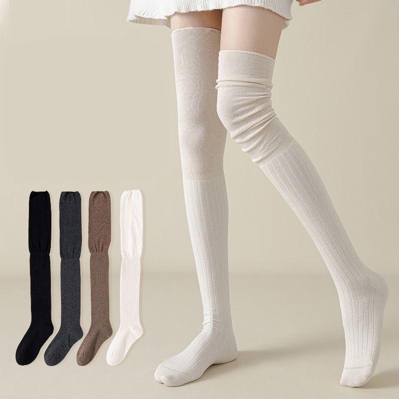 Medias de Color Sólido para Mujer Hasta el Muslo Por Encima de la Rodilla Calcetines JK Japoneses