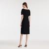 GOELIA Asymmetrical Neck Pleated Little Black Dress