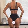 Sexy 3-Piece Lingerie Set Erotic Costumes With Cross-Tie Push-Up Bra Metal Chain Waist Trainer Garter Stockings Porn Underwear