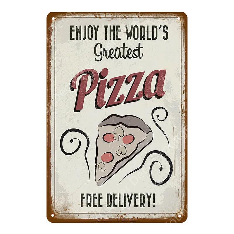 Italian Good Food Pizza Pies Metal Signs Wall Decoration Vintage Metal Poster Home Kitchen Decor Painting Plaques YJ145