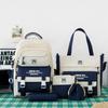 5Pcs  Student Backpack Set The Start of School Season Korean Fashion Junior High School Backpacks Large Capacity Two-piece Bags Set