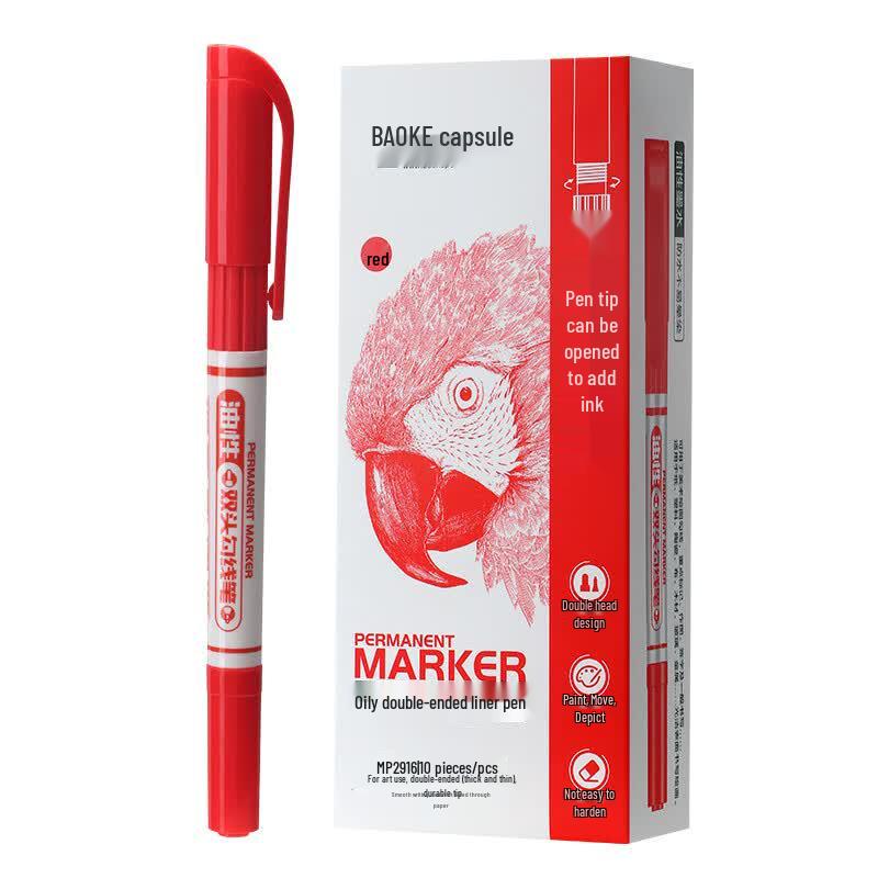 BAOKE MP2916 Double-Ended Waterproof Oil-Based Marker Pen красный