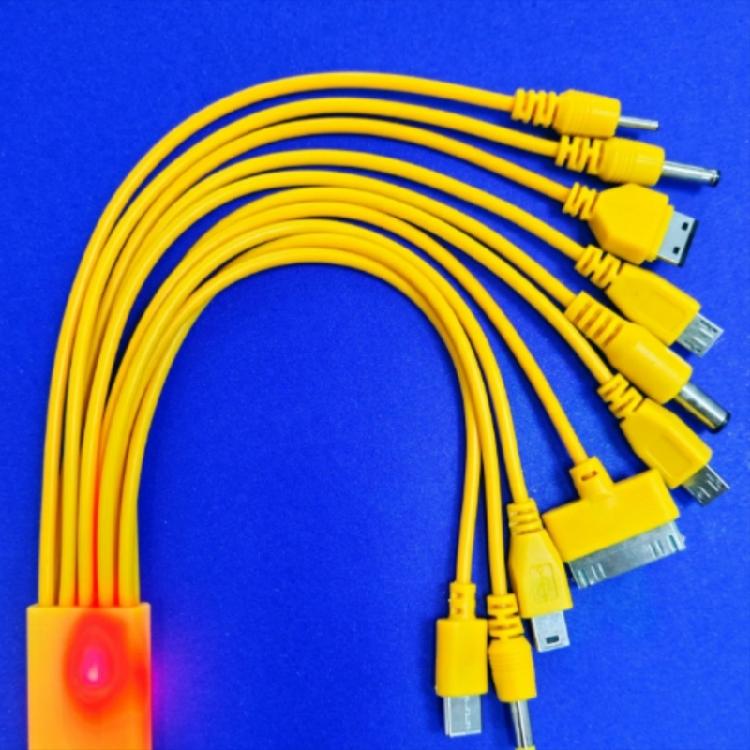 USB Data Cable Featuring 10 Ports with LED Light for Multiple Devices Fast Charging Capability Long Lasts Efficient Use