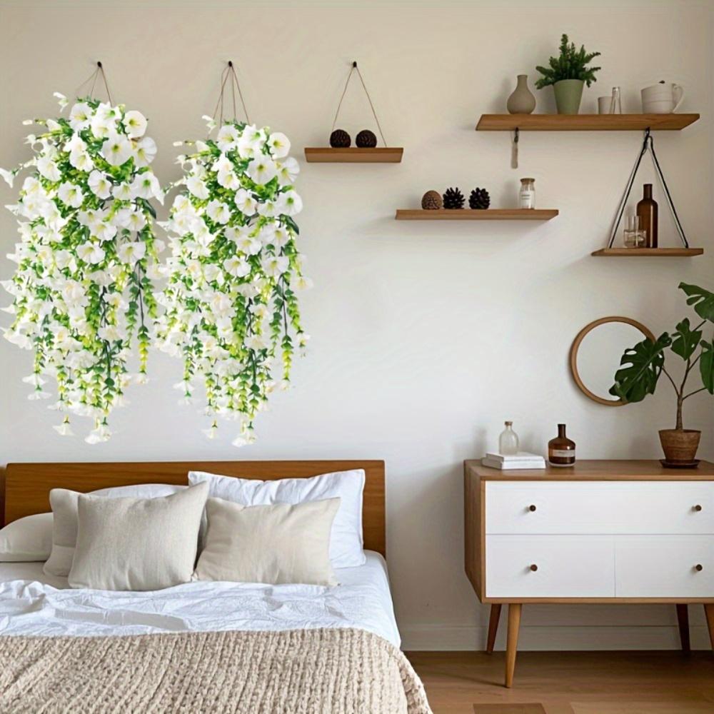 3 Artificial White Trumpet Flowers | Lifelike Hanging Flowers for Outdoor Faux Floral Arrangements | Suitable for Garden Decorations