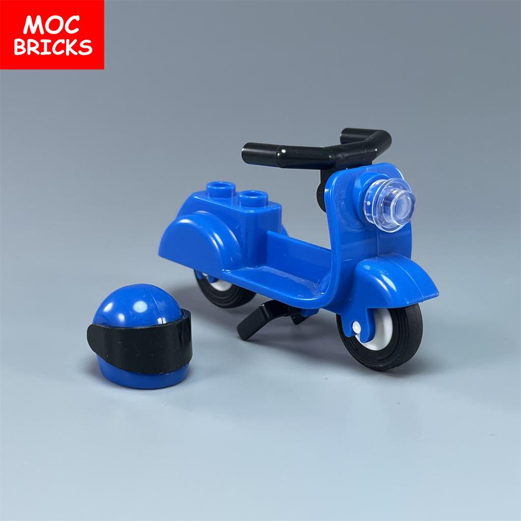 Briques de Construction Moc Non Toxiques Ville Sports Équitation Vélo Trottinette Moto Casque Assemblage Blocs de Construction Compatible Avec 15396C01 Jouets Cadeaux Enfants