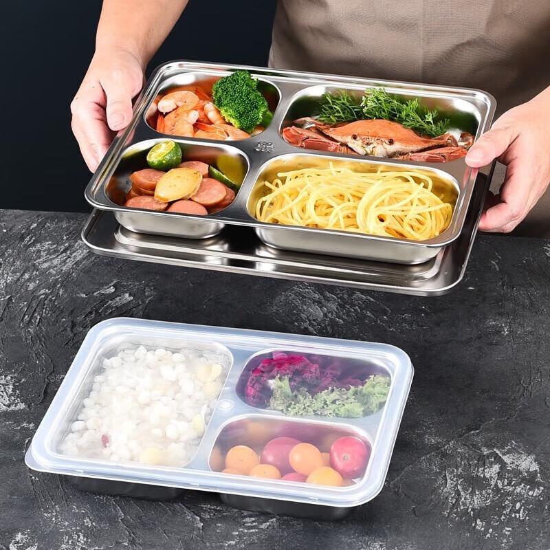Lijia 304 Stainless Steel 4-Compartment Divided Meal Tray