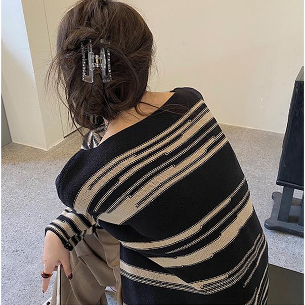 NOI Punk gotic cu dungi cu mânecă lungă pulover mozaic liber Hip Hop Retro oversize pulover Pulover tricotat casual