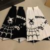 Harajuku Punk Spiderweb Knitted Leg Warmers Japanese Women Gothic Knee Length Long Socks Leggings Boot Cuffs Foot Covers