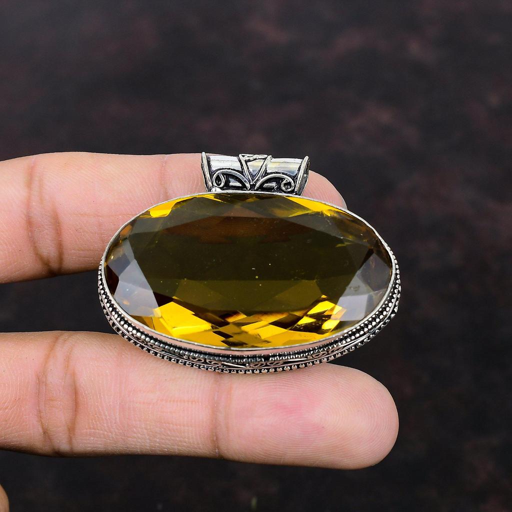 Faceted Citrine Pendant Vintage Handmade Pendant 925 Sterling Silver Pendant Original Gemstone Jewelry Healing Stone Pendant Gift For Mother