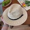 Jazz Western Cowboy Hat Wide Brim Visor Cap American Hollow Straw Hat  Summer