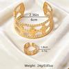 Retro Adjustable Four-Leaf Clover Bracelet & Ring Set