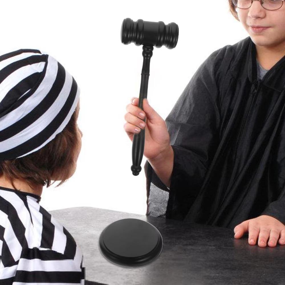 Wytrzymała Podstawa Kostium Dźwięk Blok Drewniany Młotek Prawnik Młotek Zabawka Młotek Sędziego do Cosplay