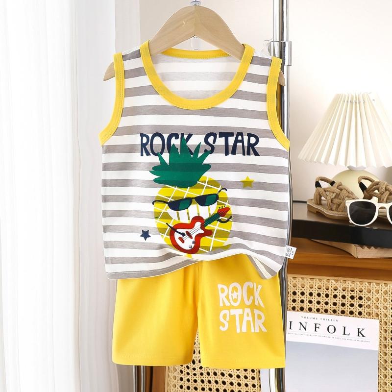 2pcs/set Children Sets Kids Cartoon Vest Suit Summer Sleeveless Tank Tops + Shorts Set Toddler Baby Boys Girls Outfits Clothes