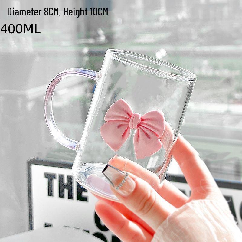 Princess Style Pink Bow Glass Cup - Water Absorbent DIY Caterpillar Design