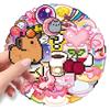50 Sheets Pixel Style Cartoon Stickers for Journals, DIY, Refrigerators, Stationery, and Earphones