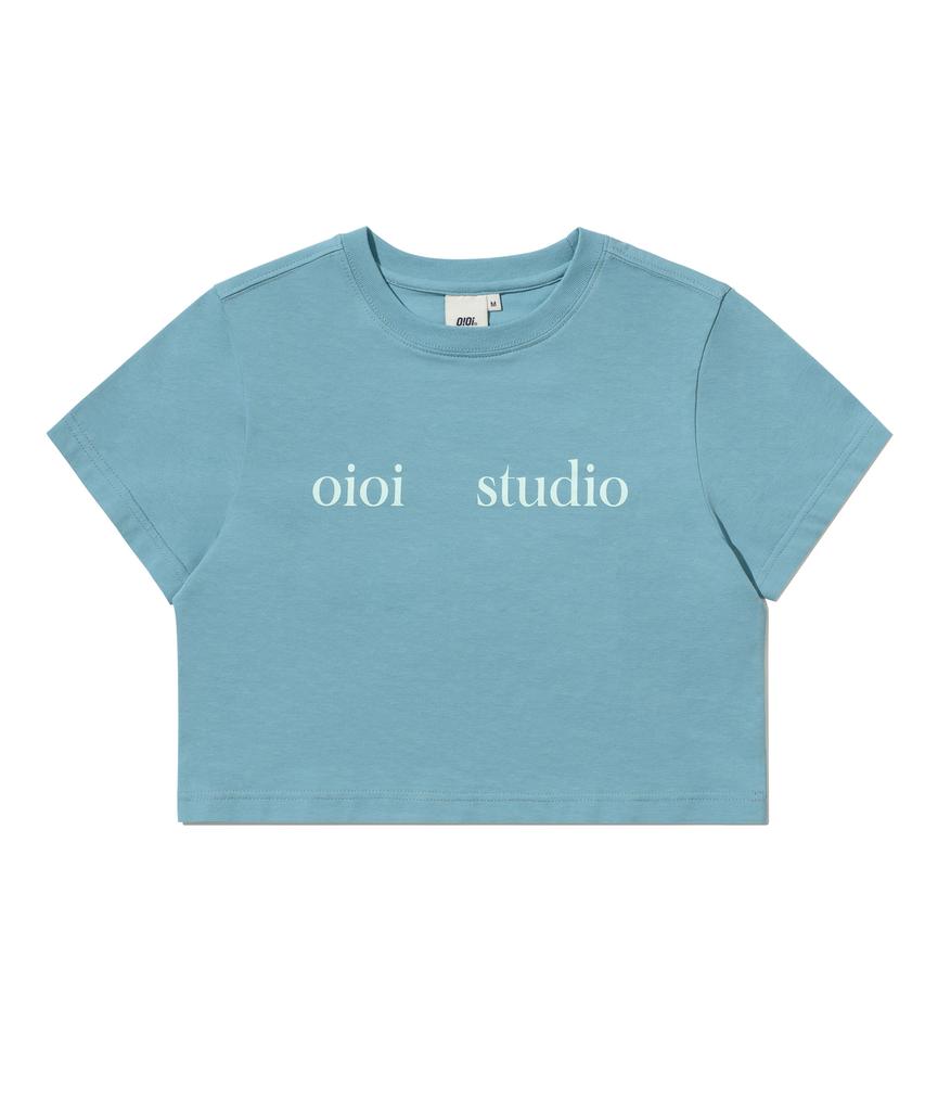 OIOI COLLECTION Layered Logo Crop T-Shirt_Mint