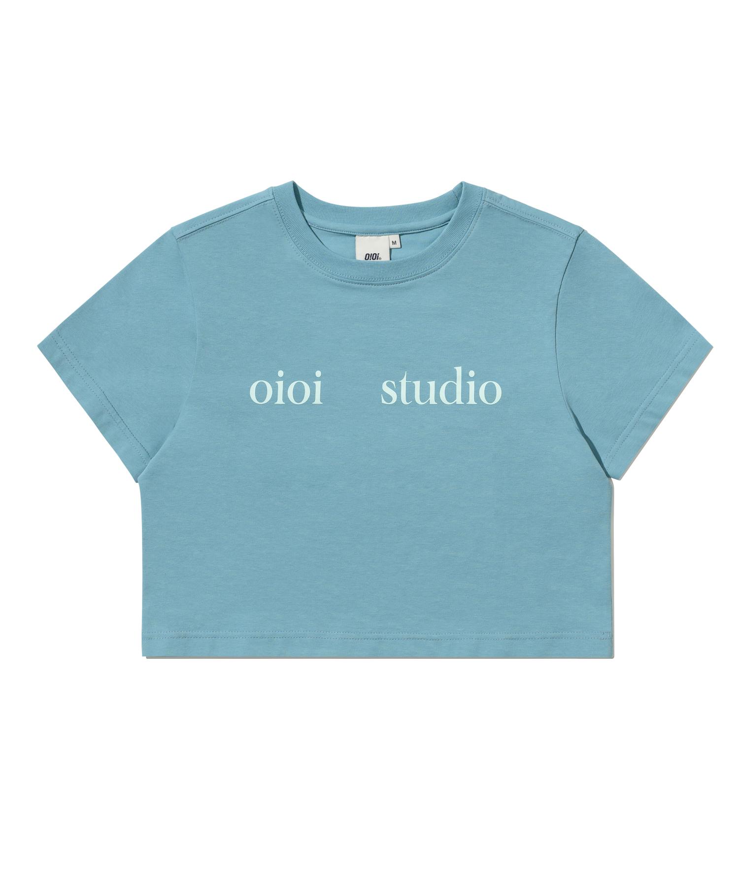 Oioi Collection Layered Logo Crop T-Shirt_Mint M