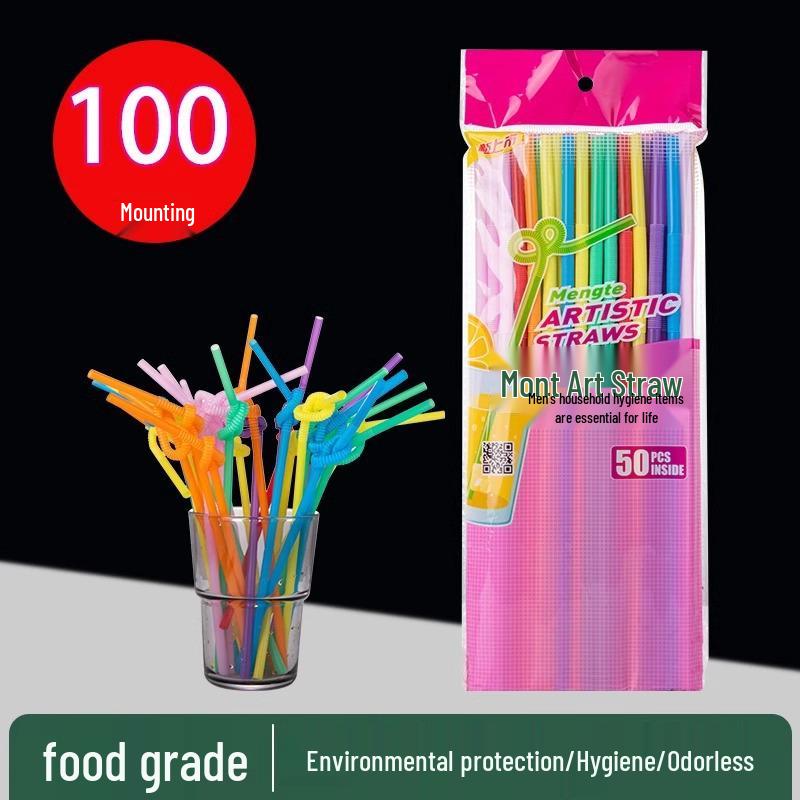 Disposable Colorful Art Straws - Creative Bendable Drinking Straws for Kids and Pregnant Women