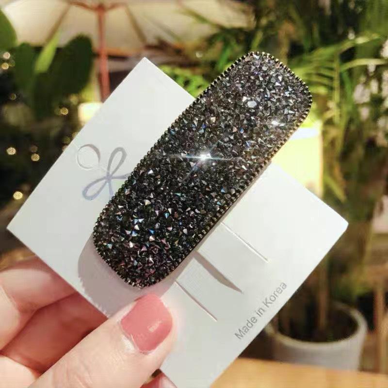 Korean Full Crystal Hairpin Side Hair Ornaments Women's New BB Clips Luxury Fashion Accessories