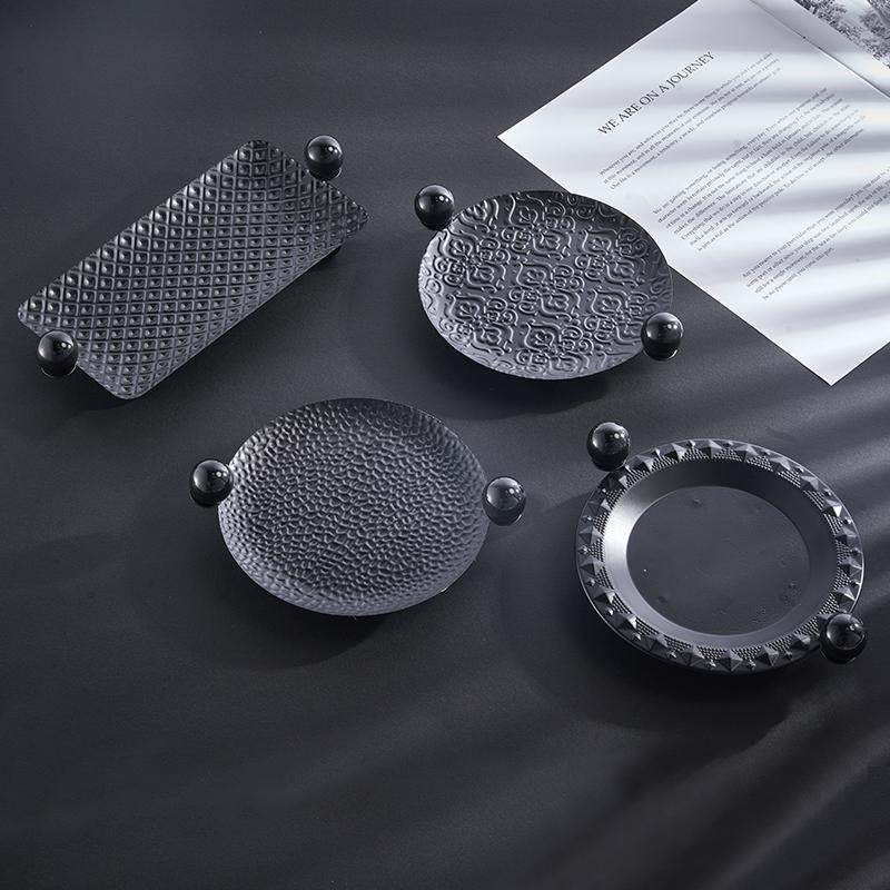 Black and White Square Round Tray