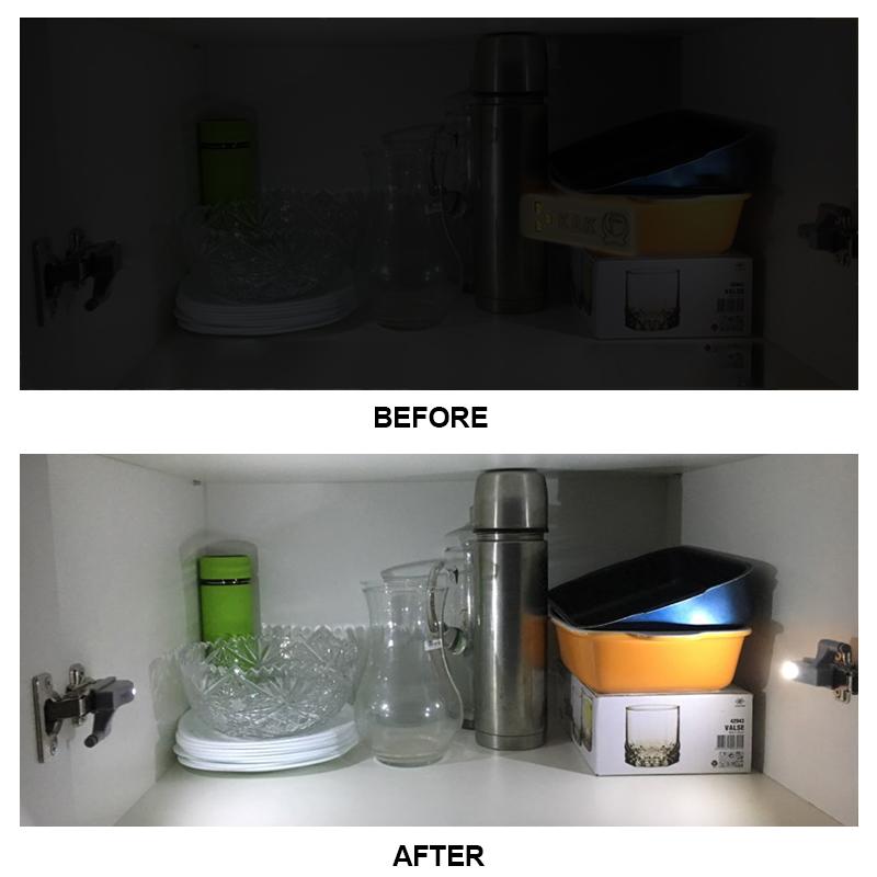 10PCS KAK LED Cabinet Hinge Light Universal Kitchen Bedroom Living Room Cupboard Wardrobe 0.25W Inner Sensor Light Hardware