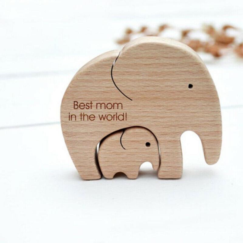 Mother's Gift Elephant Mother And Child Family Wooden Ornaments Home Decoration Ornaments