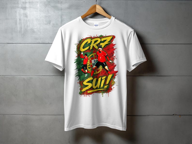Cristiano Ronaldo CR7 Portugal Football Fan T-Shirt, GOAT Soccer Graphic Tee M