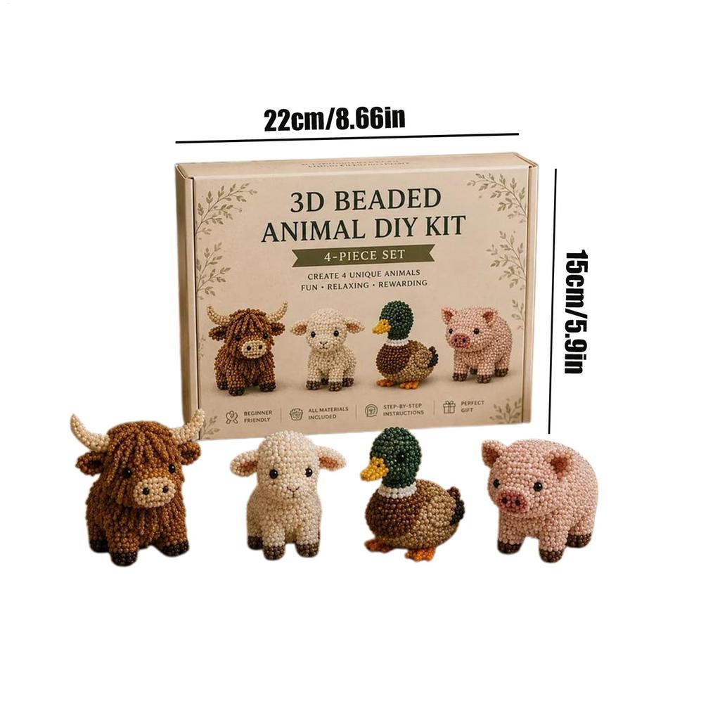DIY Animal Bead Kit Tiny Fun Craft Set Animal Beading Craft Set For Kid Boys Girls Children Teens Adult Women Men Desk Bookshelf