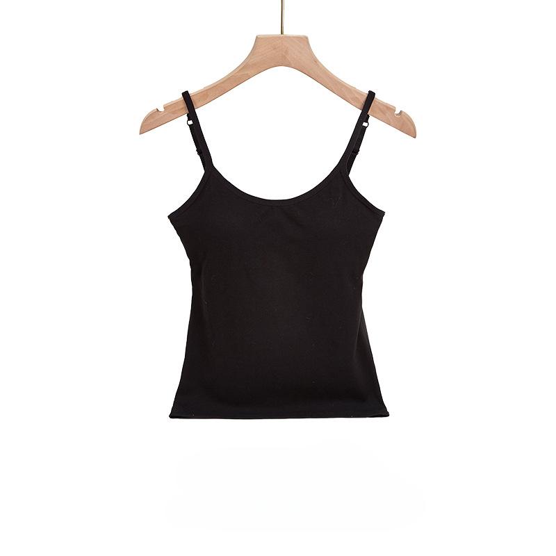 

Хлопковый антибликовый жилет на основе камисоли с нагрудной подушкой, встроенное нижнее белье. Соберите вместе, приподнимите и похлопайте по груди, женщина M чёрный