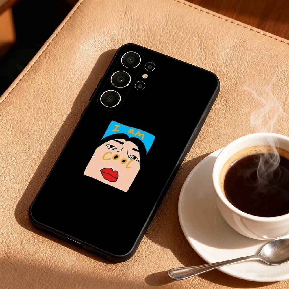 1PC F-Funny E-Exaggerated Face Emotion Phone Case For Samsung S26,S25,S24,S21,S22,S23,S30,Ultra,S20,FE,Lite,10,9,Black Cover