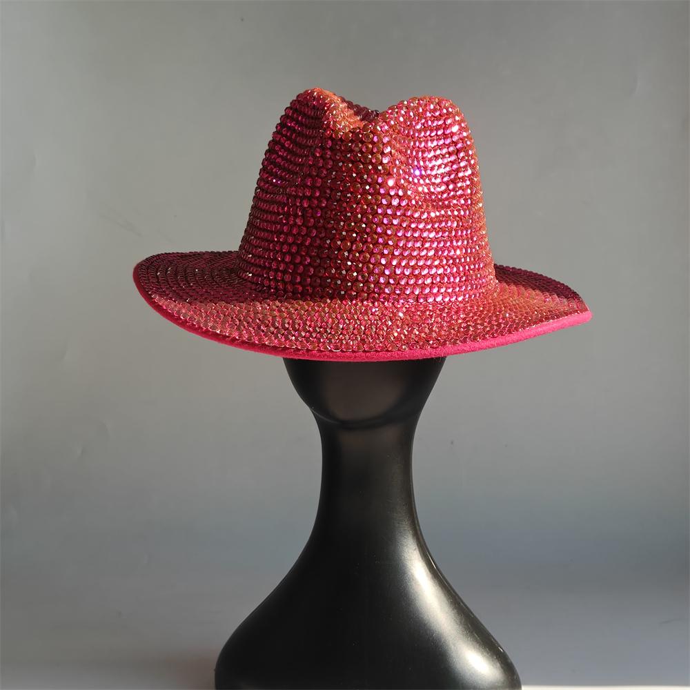 Blue/Beige Pearl Fedora Hat Bling Fedora Jazz Hats For Men And Women Handmade Advanced Fashion Outdoor Party Stage Hat