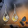 Charm Female Butterfly Animal Flower Drop Earrings Cute Trendy Bridal Silver Color Dangle Wedding  For Women