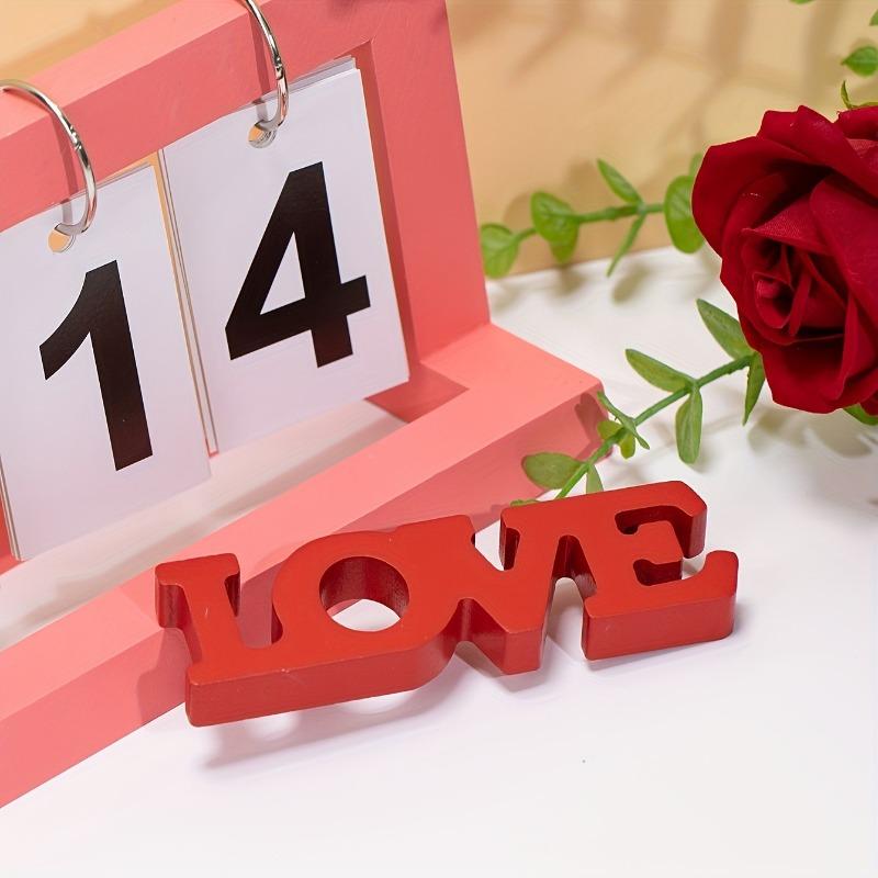 1Pc TEMU Hot Sale "LOVE" English Letters PVC Figurines Desktop Decoration Mini Party Ornament for Valentine's Day Wedding