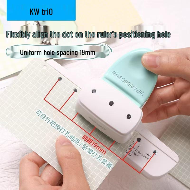 Kedeyou 9027 4mm Small Aperture Manual Three-Hole Punch for Loose-Leaf Handbooks