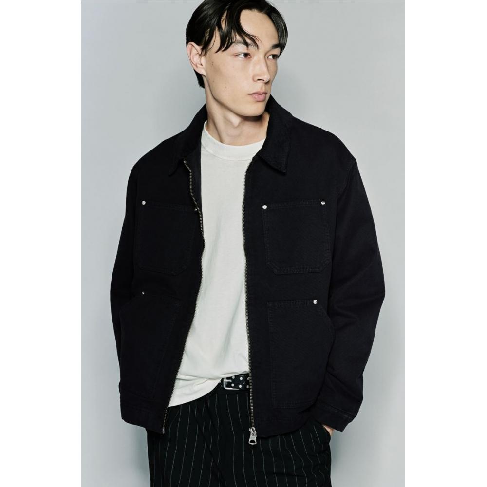 

H M Loose Fit Padded Utility Jacket Black XS