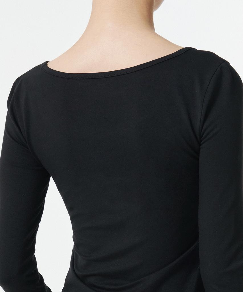 MUSINSA STANDARD WOMAN Women'S Tencel Slim Ballerina Long Sleeve T-Shirt [Black]