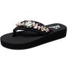 Fashion Rivet Big Size Beach Shoes Rubber Flip Flops Woman's Slippers Slides Low Sabot Hawaiian 2025 Flat Cotton Fabric Metal Decoration