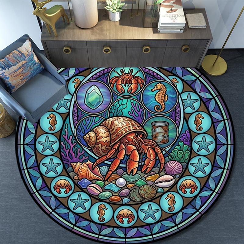 Oceanic Glass Round Area Rug Under Office Chairs Bedroom Living Room Home Decor